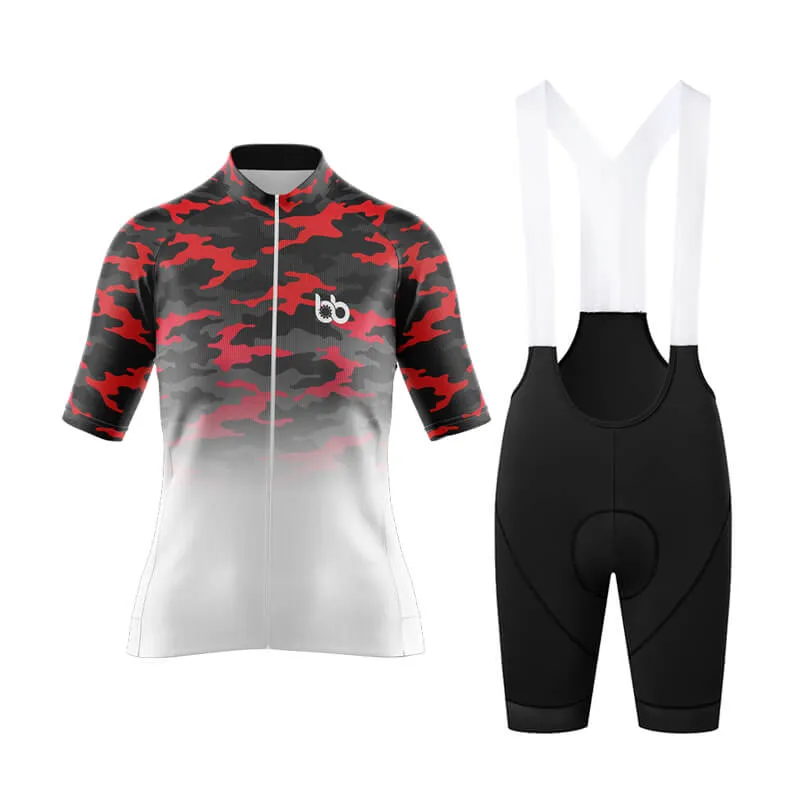 Camouflage Neck Aero Cycling Kit (V3) (Red-White)