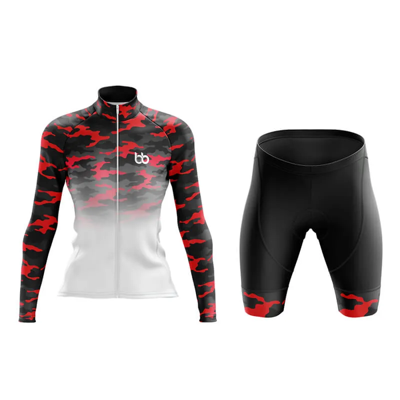 Camouflage Neck Aero Cycling Kit (V3) (Red-White)