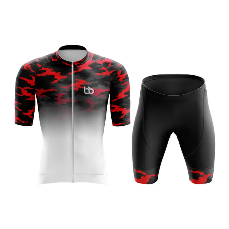 Camouflage Neck Aero Cycling Kit (V3) (Red-White)