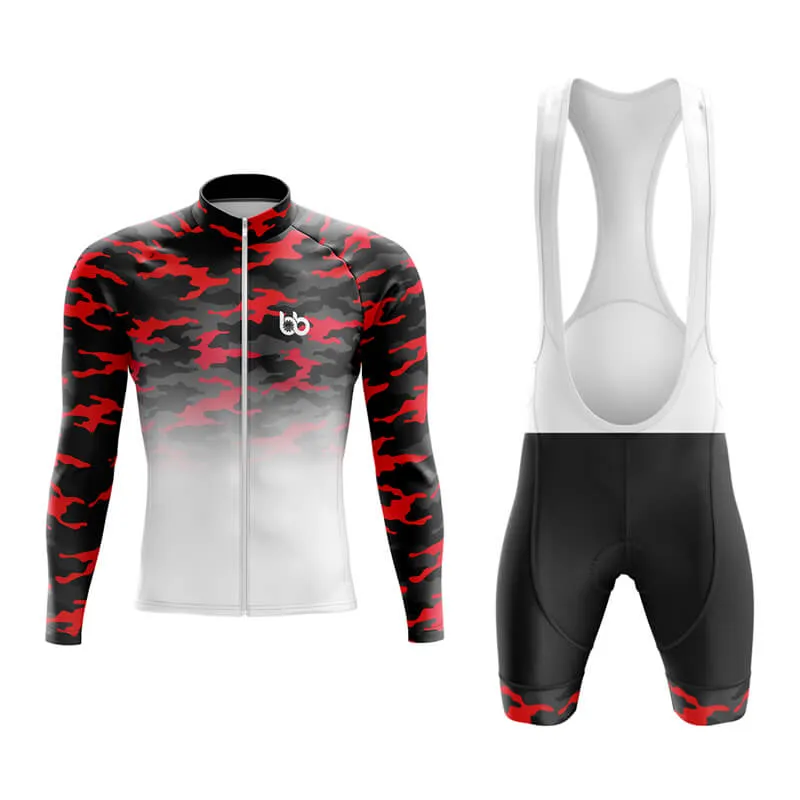 Camouflage Neck Aero Cycling Kit (V3) (Red-White)