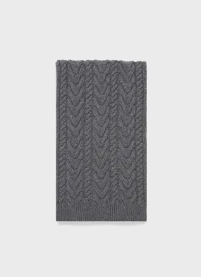 Cashmere Cable Scarf in Mid Grey Melange