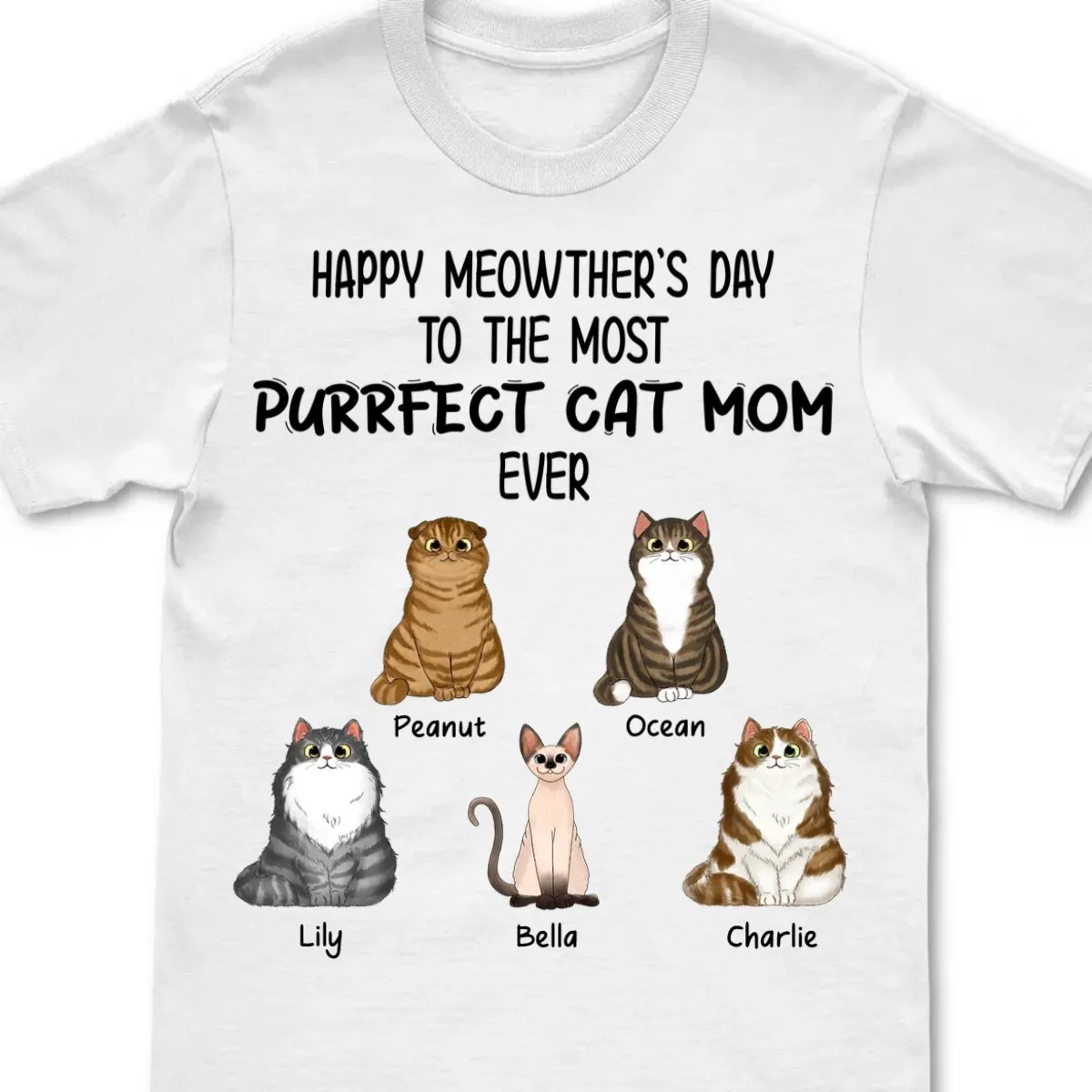 Cat Lovers - Purrfect Cat Mom - Personalized T-shirt (LL)