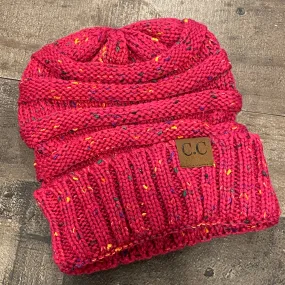 CC Confetti Beanie Hat - Hot Pink