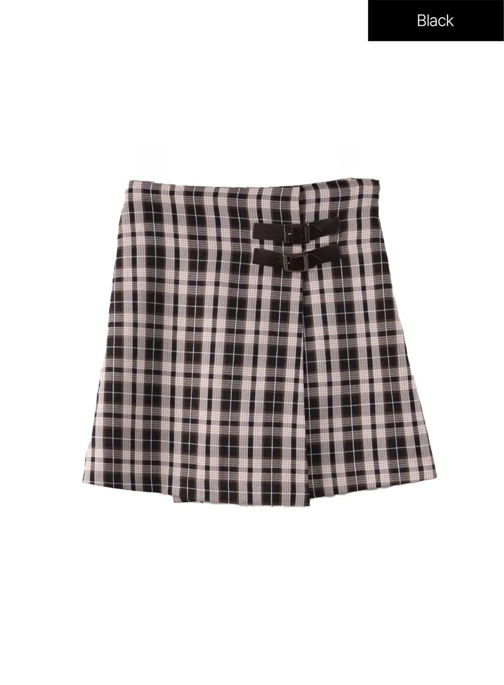 Checkered Buckle Mini Skirt OF415