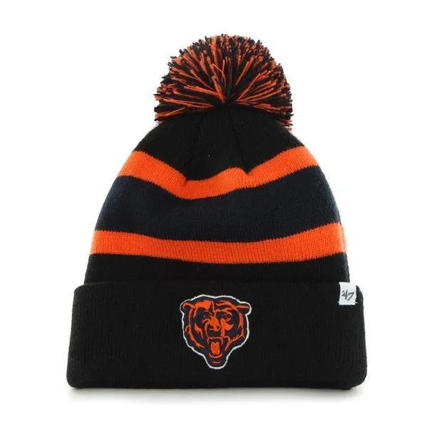 Chicago Bears 47 Brand Black Breakaway Knit Cuffed Poofball Beanie Hat Cap