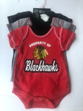 Chicago Blackhawks 3-Piece "Property of Blackhawks" Onesie Bodysuit Set