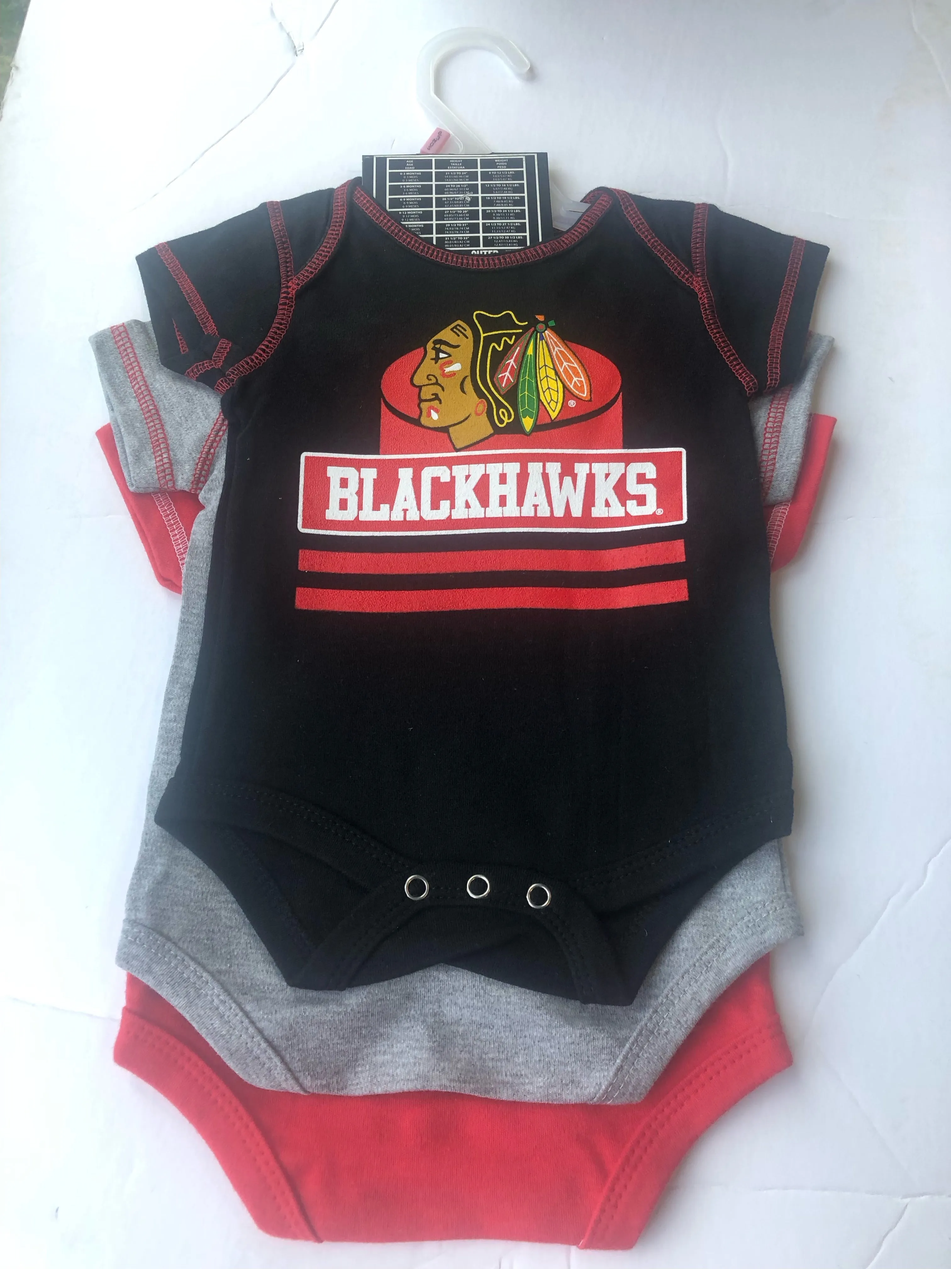 Chicago Blackhawks 3-Piece "Property of Blackhawks" Onesie Bodysuit Set