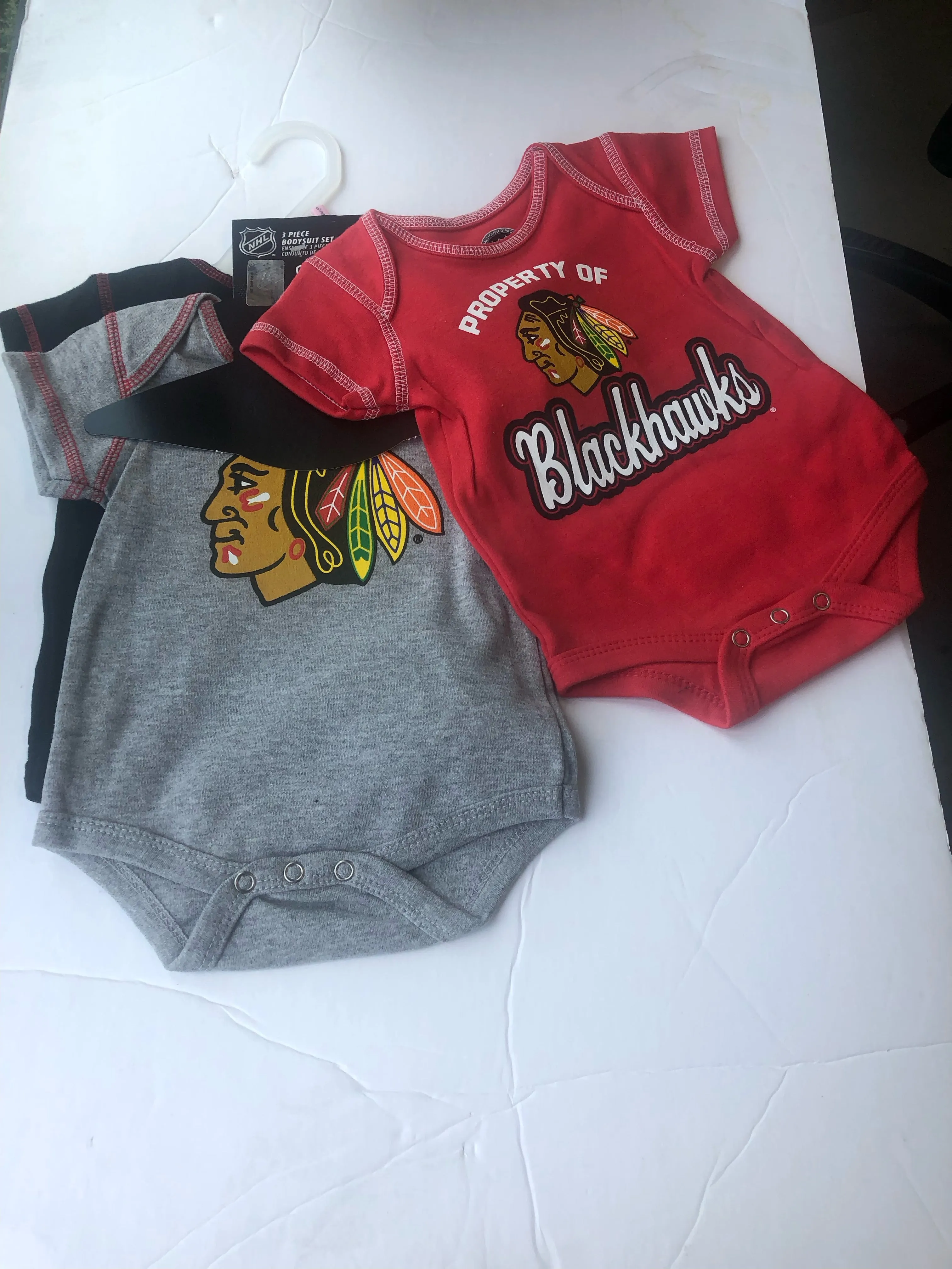 Chicago Blackhawks 3-Piece "Property of Blackhawks" Onesie Bodysuit Set