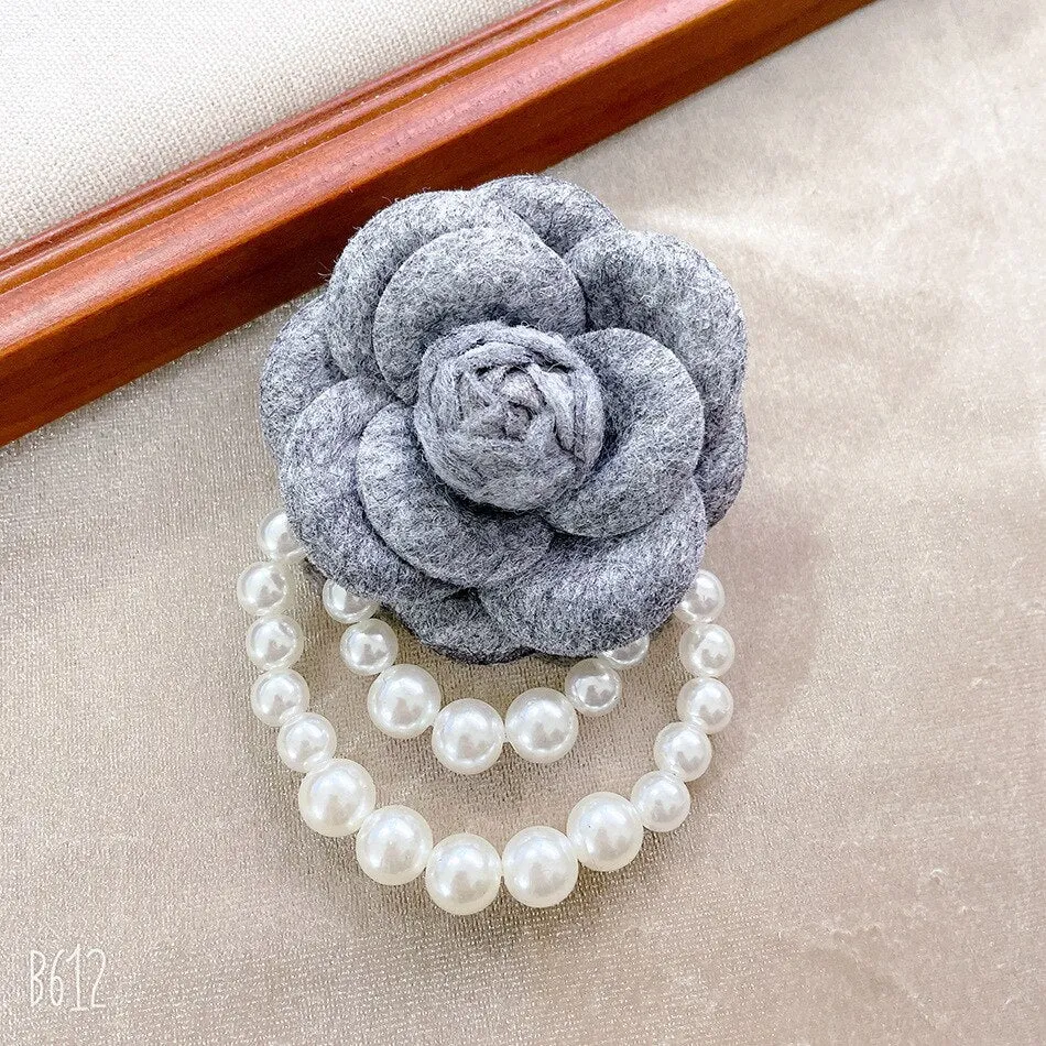 Classic Camellia Floral Brooch Pins for Coats and Blazers