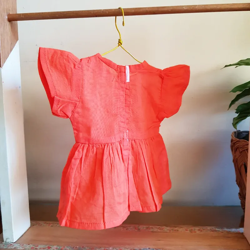 Coco & Ginger Dolls Joni Dress - Hand Embroidery Paprika