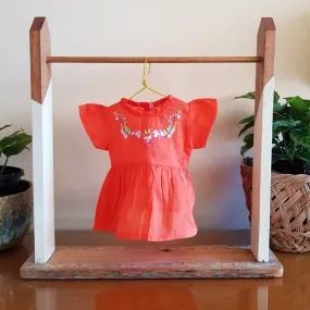 Coco & Ginger Dolls Joni Dress - Hand Embroidery Paprika