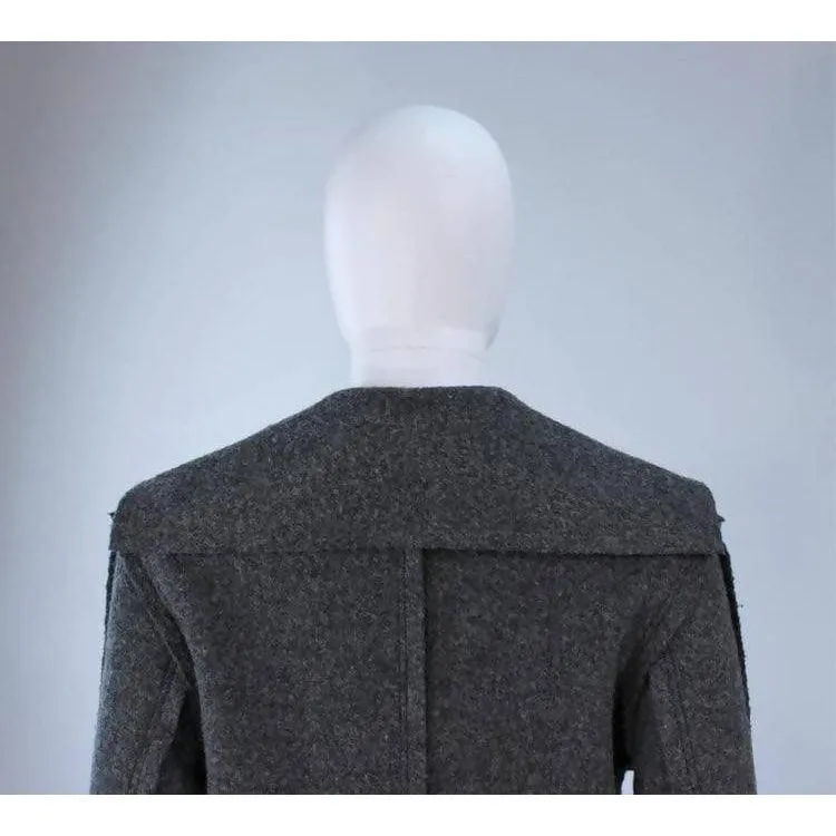 COMME DES GARÇONS Grey Boiled Wool Coat | Size S