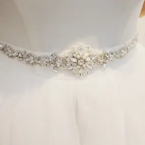 Crystal Pearl Bridal Wedding Belt Satin Ribbon Sash Waist Sash