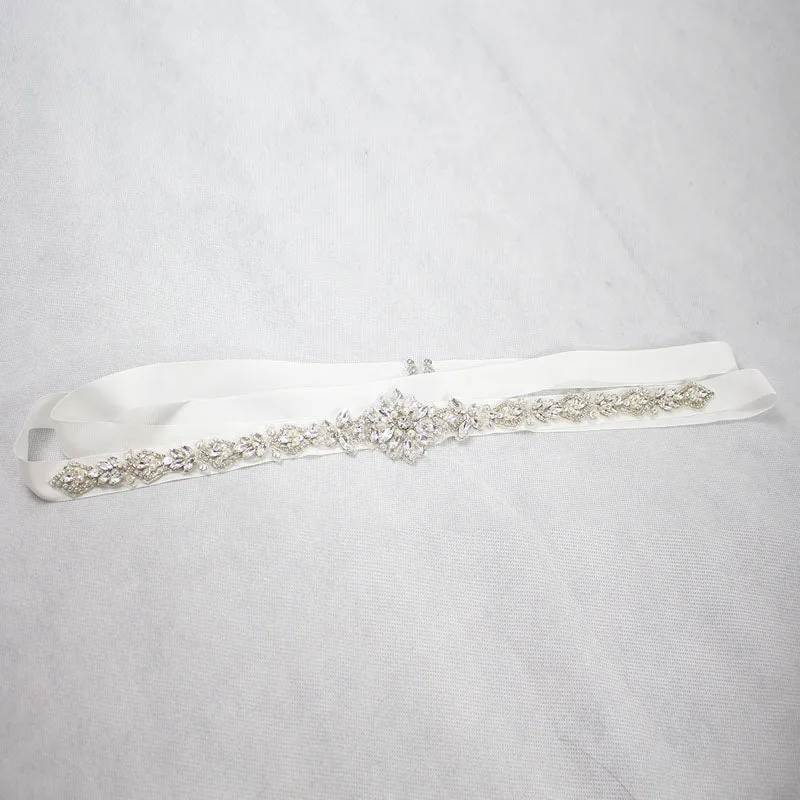 Crystal Pearl Bridal Wedding Belt Satin Ribbon Sash Waist Sash