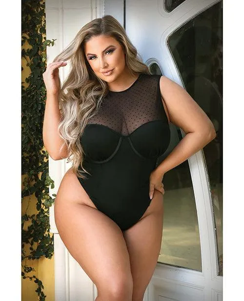 Curve Raven High Neck Bodysuit W/snap Crotch Black