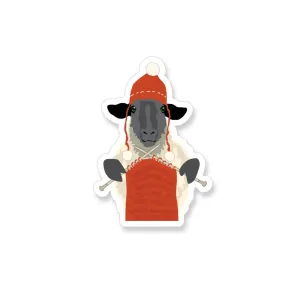 Cute cozy sheep knitting 3" vinyl sticker knitting sheep