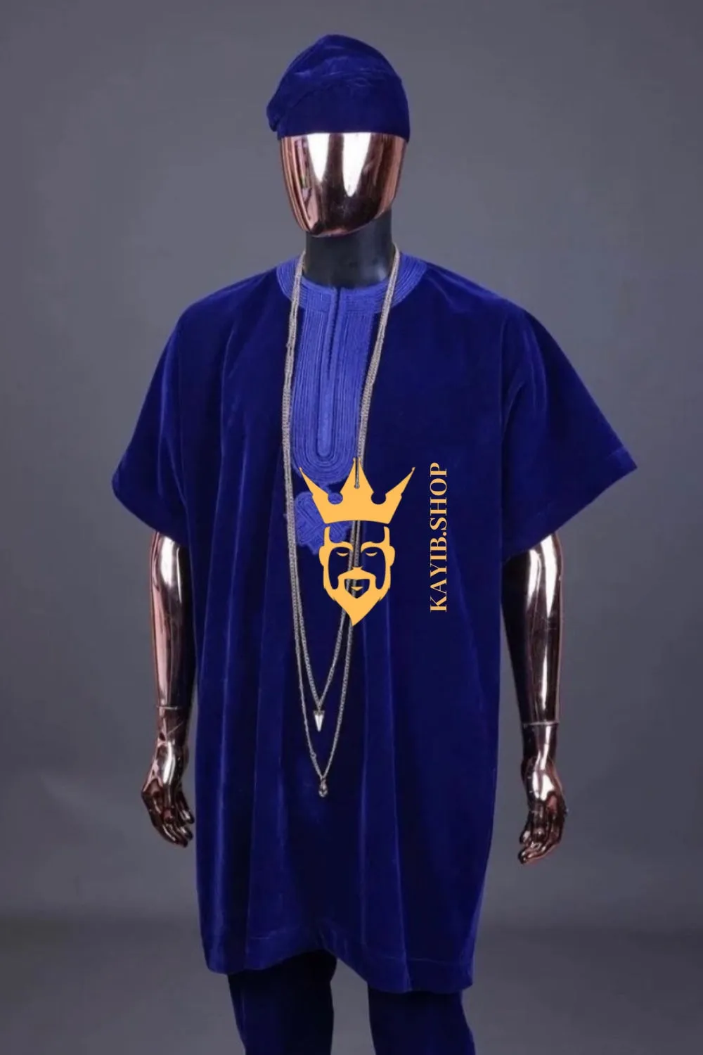 Dashiki Inspired Men's Velvet Kaftan Set | African Wedding Wear & Ethnic Clothing