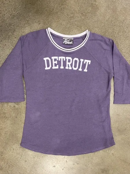 Detroit Collegiate Thermal 3/4 Sleeve Tee / Lilac / Women's