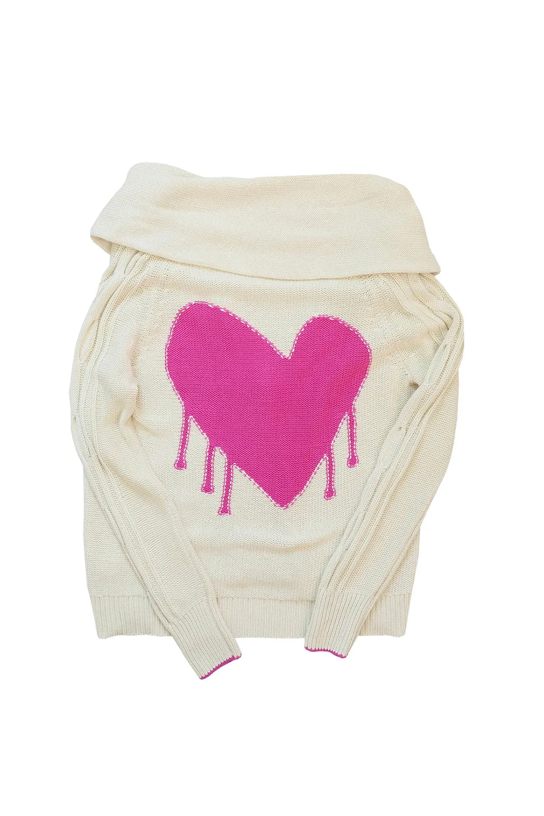 Drippy Heart Summer Cardigan, Pop Pink