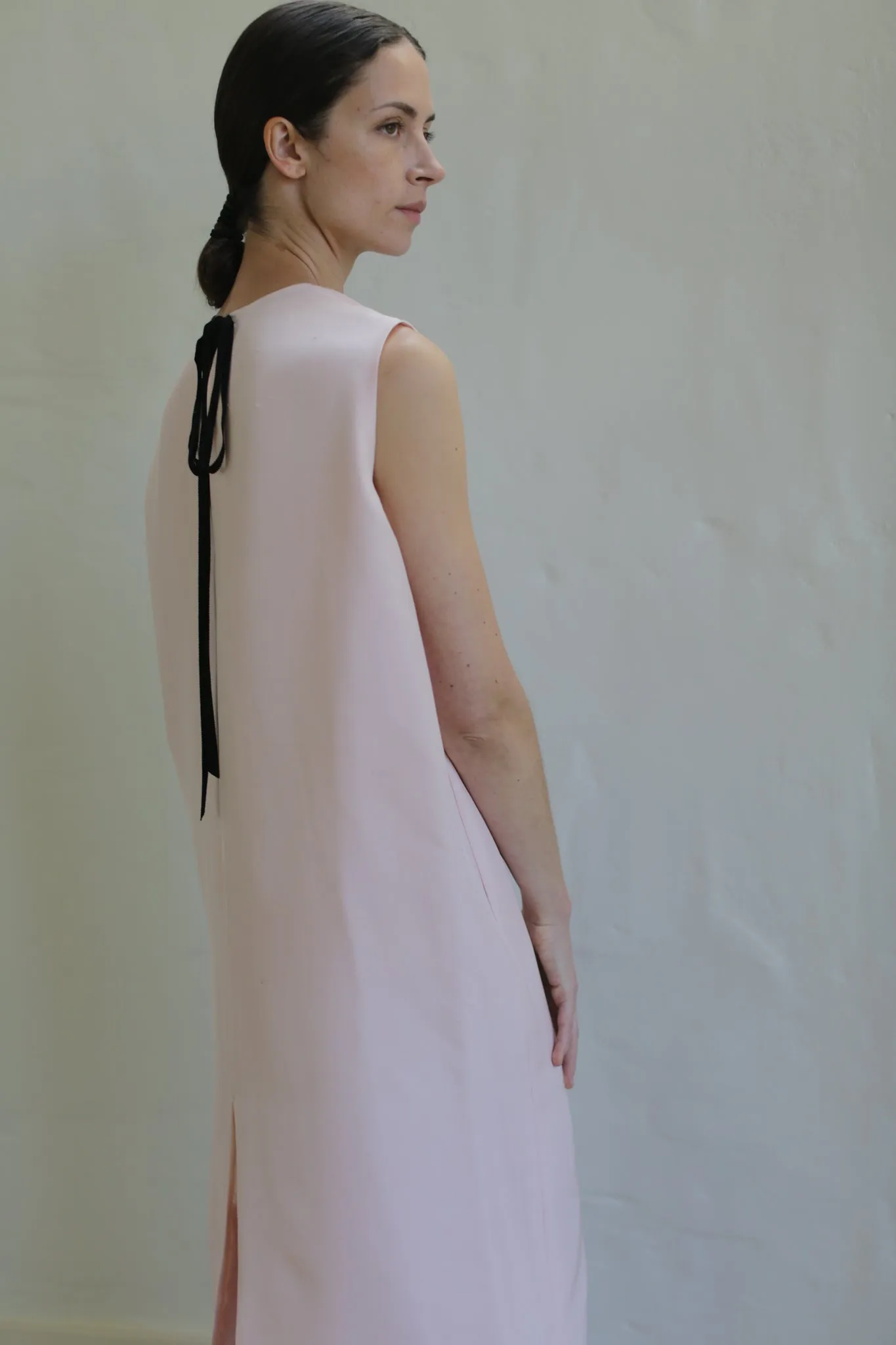 Dupioni Crewneck Dress | Peony