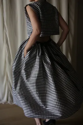 Dupioni Magnolia Dress | B/W Gingham