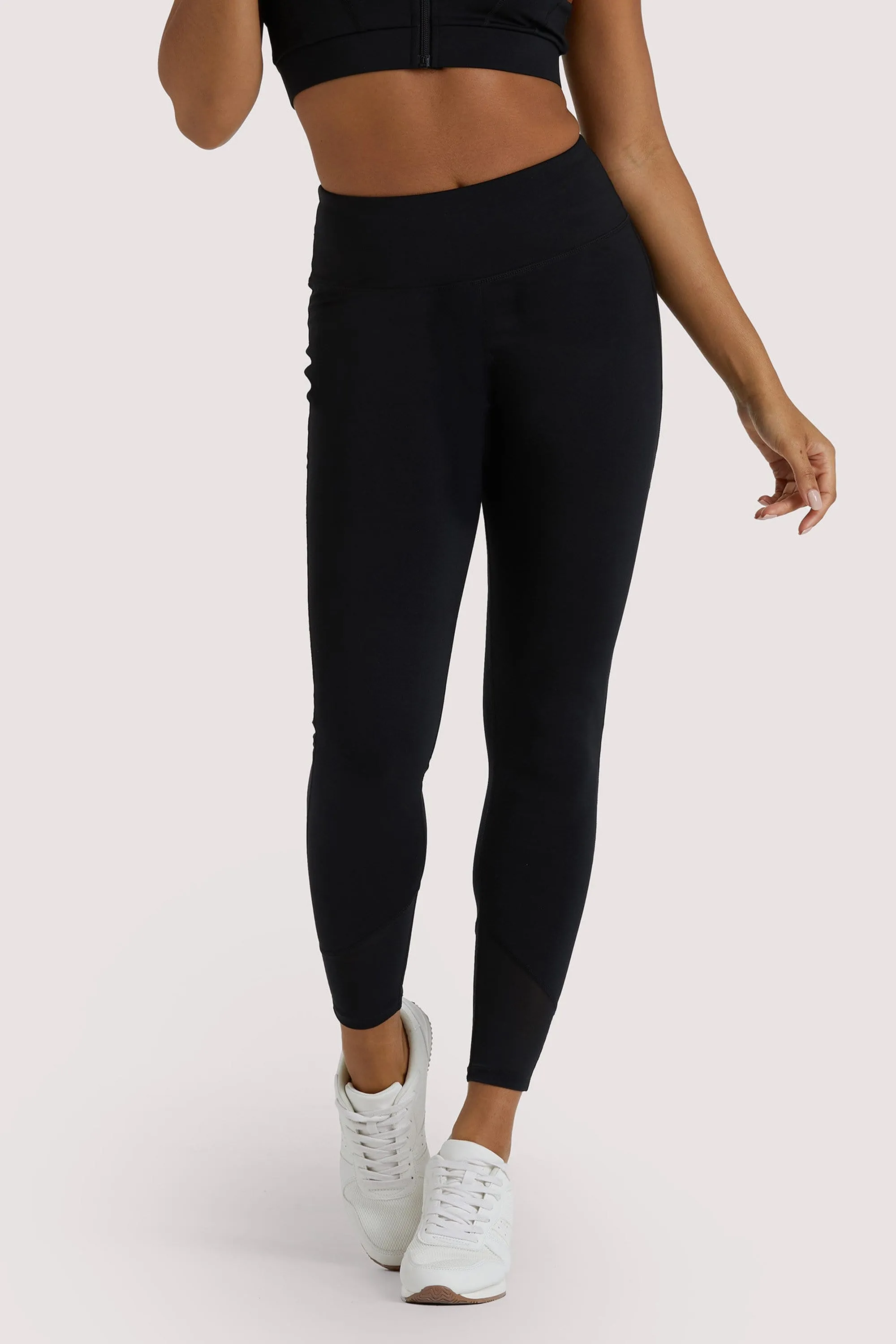 Eco Black Mesh Panel Leggings