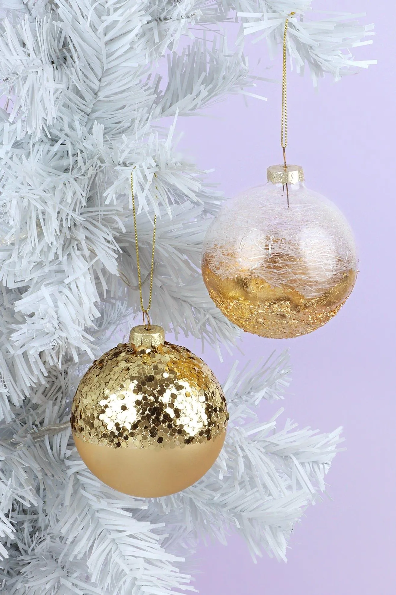 Elegant Gold Christmas Baubles - Clear Spun Glass and Sequin-Adorned Gold