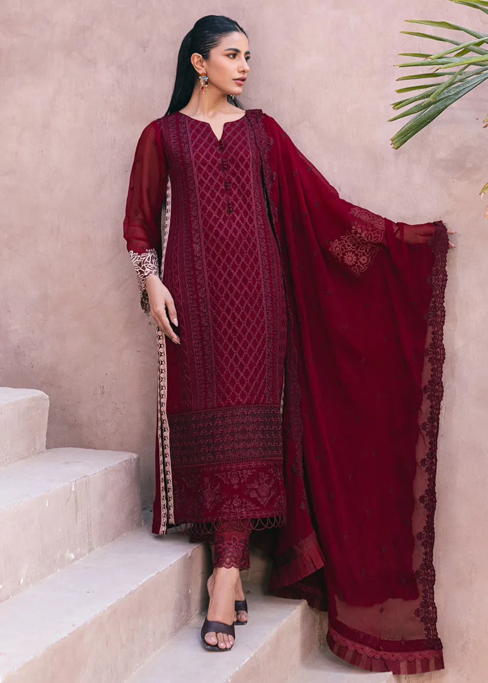 Embroidered Ensembles 3 Pcs by Azure | Fire Lily