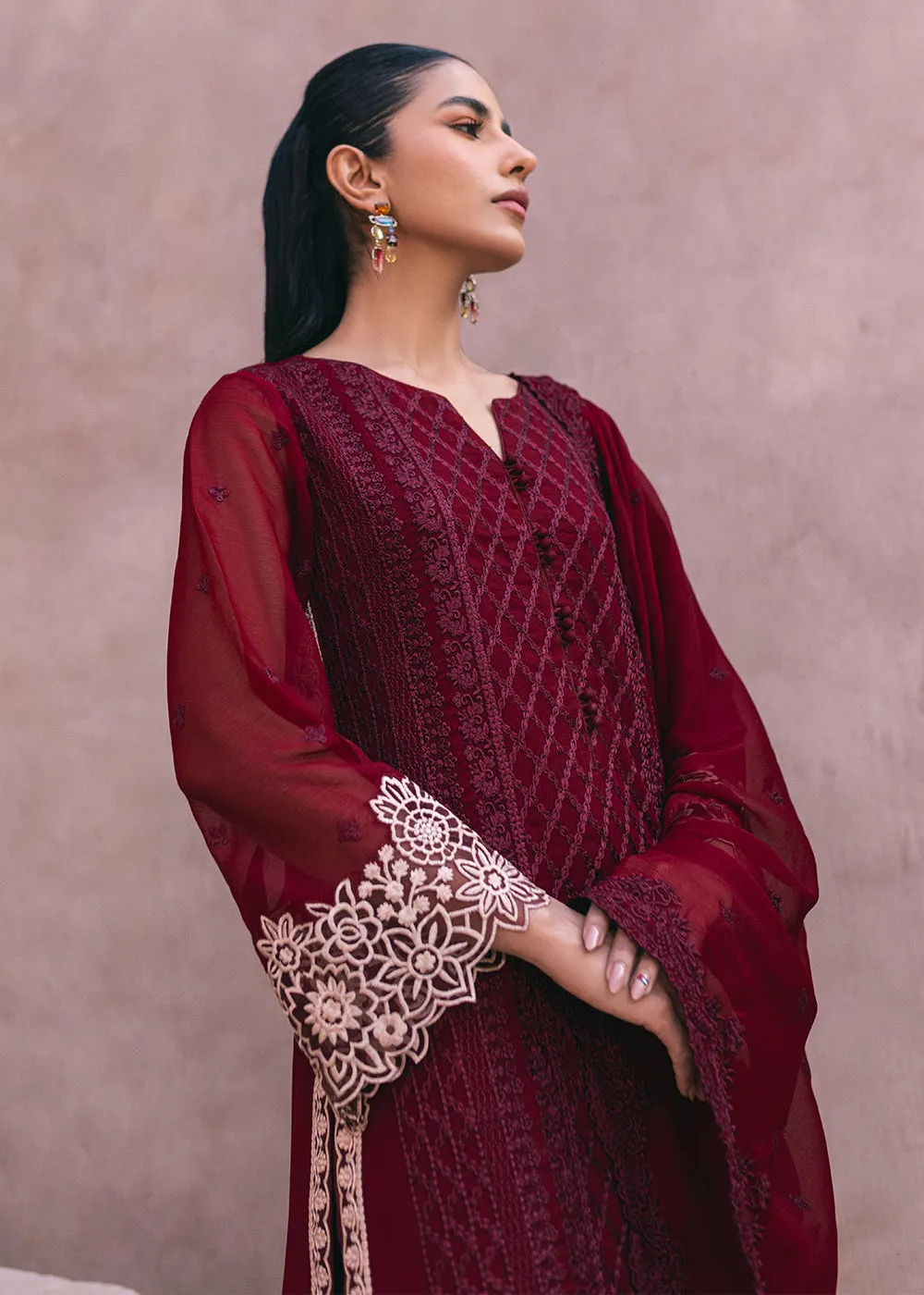 Embroidered Ensembles 3 Pcs by Azure | Fire Lily