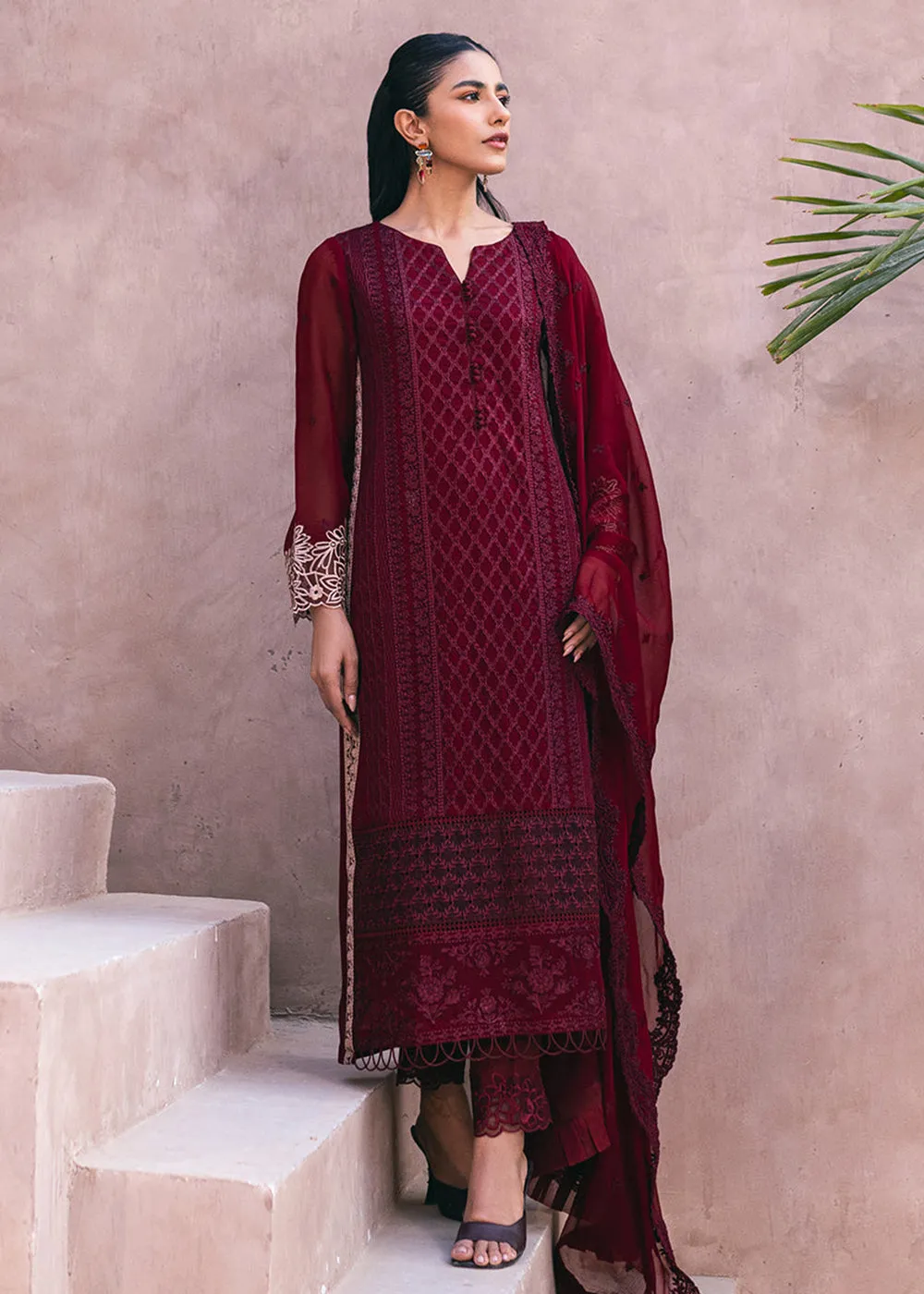 Embroidered Ensembles 3 Pcs by Azure | Fire Lily