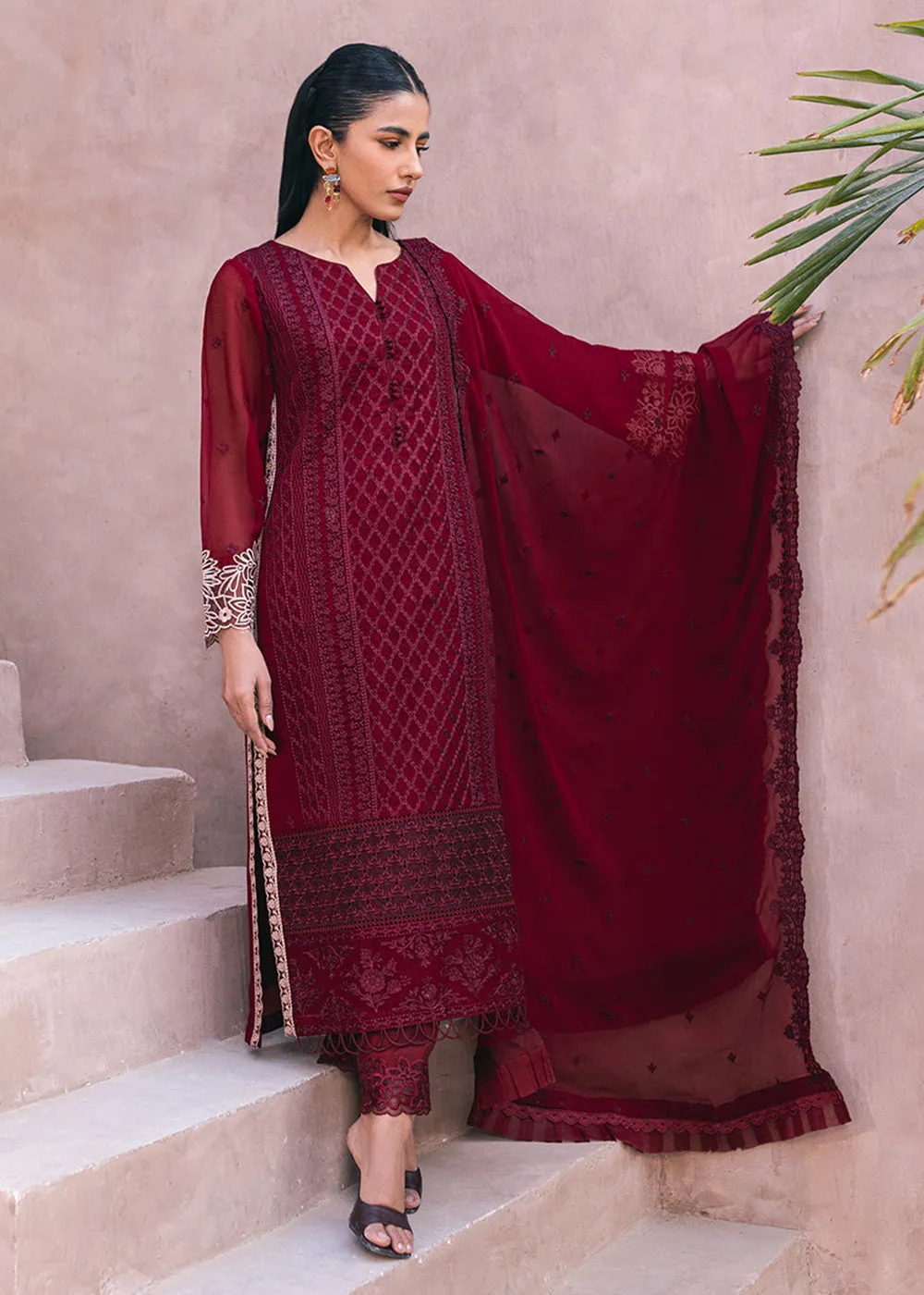 Embroidered Ensembles 3 Pcs by Azure | Fire Lily