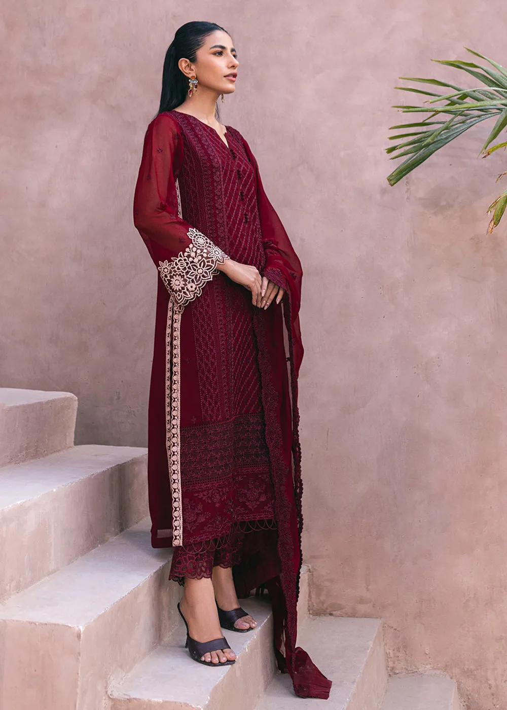 Embroidered Ensembles 3 Pcs by Azure | Fire Lily