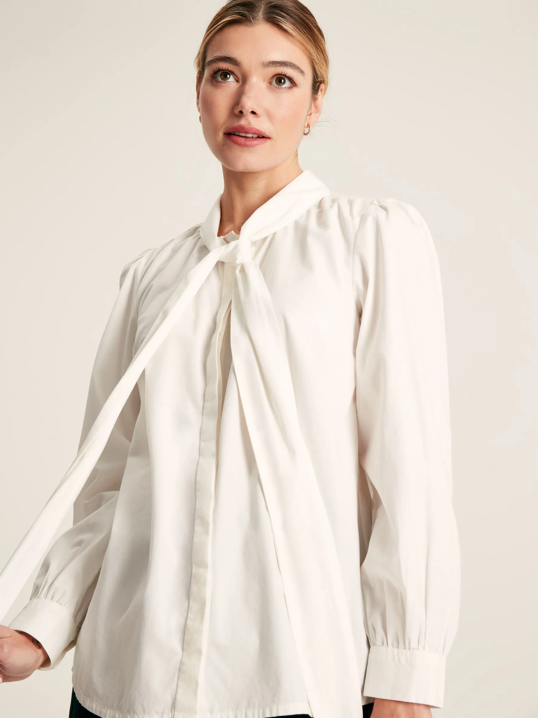 Everly Tie Neck Blouse - White