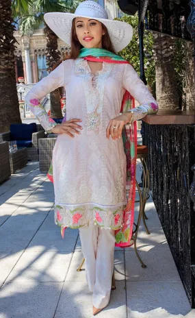 Farah Talib Aziz - A Mediterranean Dream - Chickenkari Voile Powder Pink - 2B