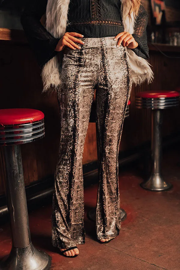 Fashion Marvels Snake Print Velvet Flare