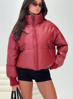 Fashionkova Myler Puffer Jacket Burgundy