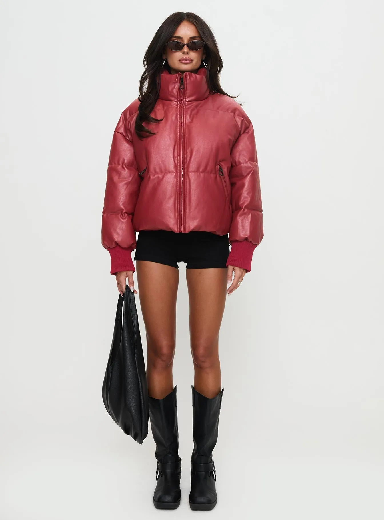 Fashionkova Myler Puffer Jacket Burgundy