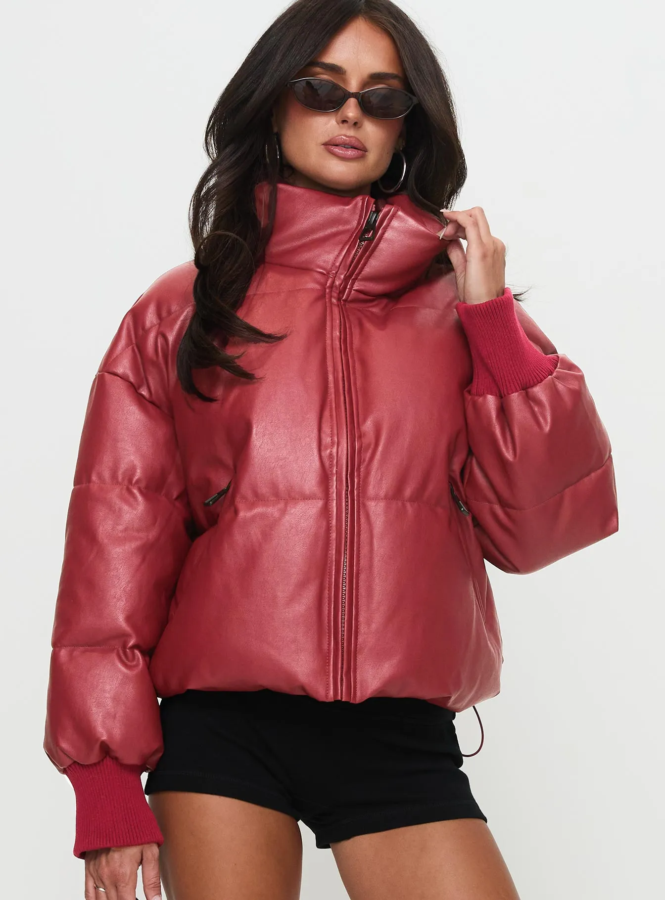 Fashionkova Myler Puffer Jacket Burgundy