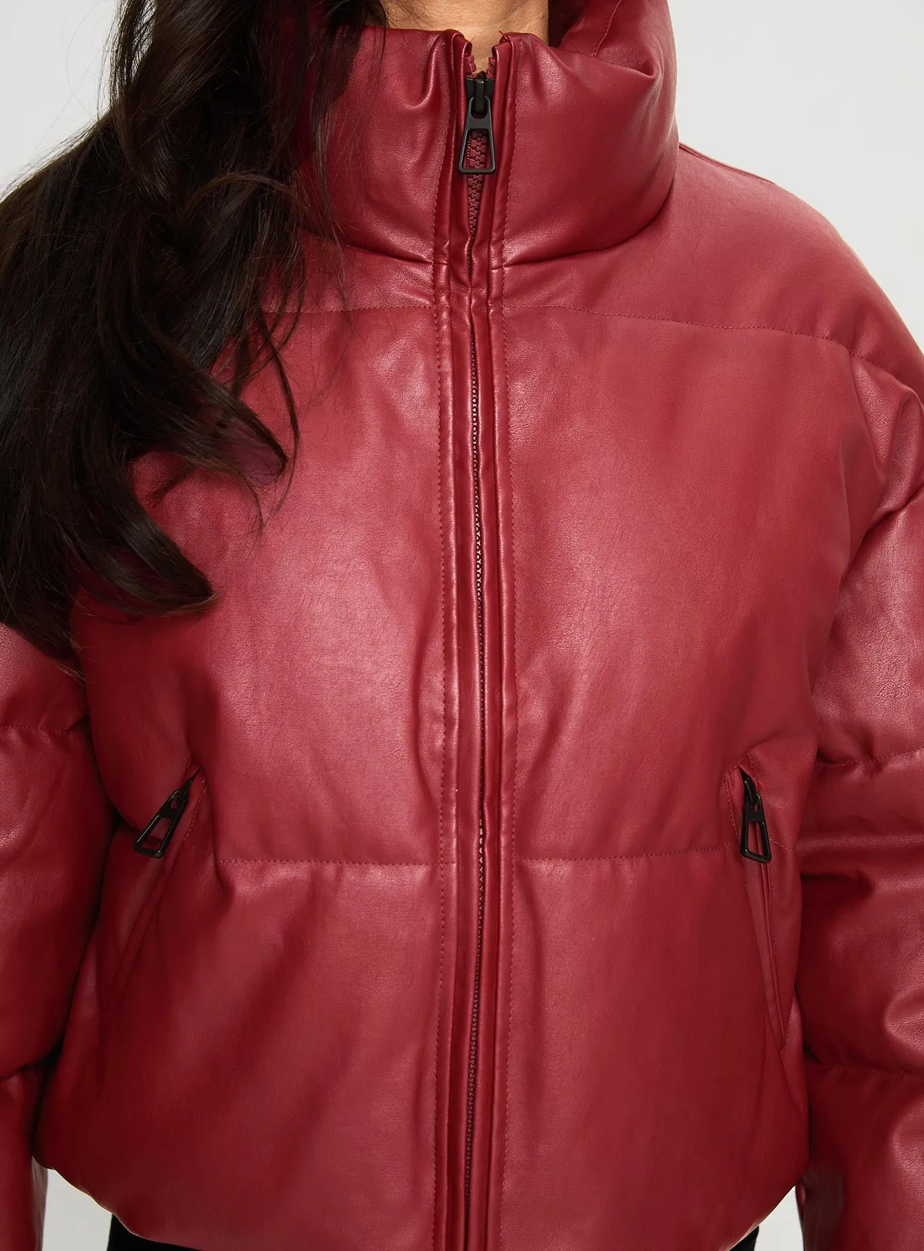 Fashionkova Myler Puffer Jacket Burgundy