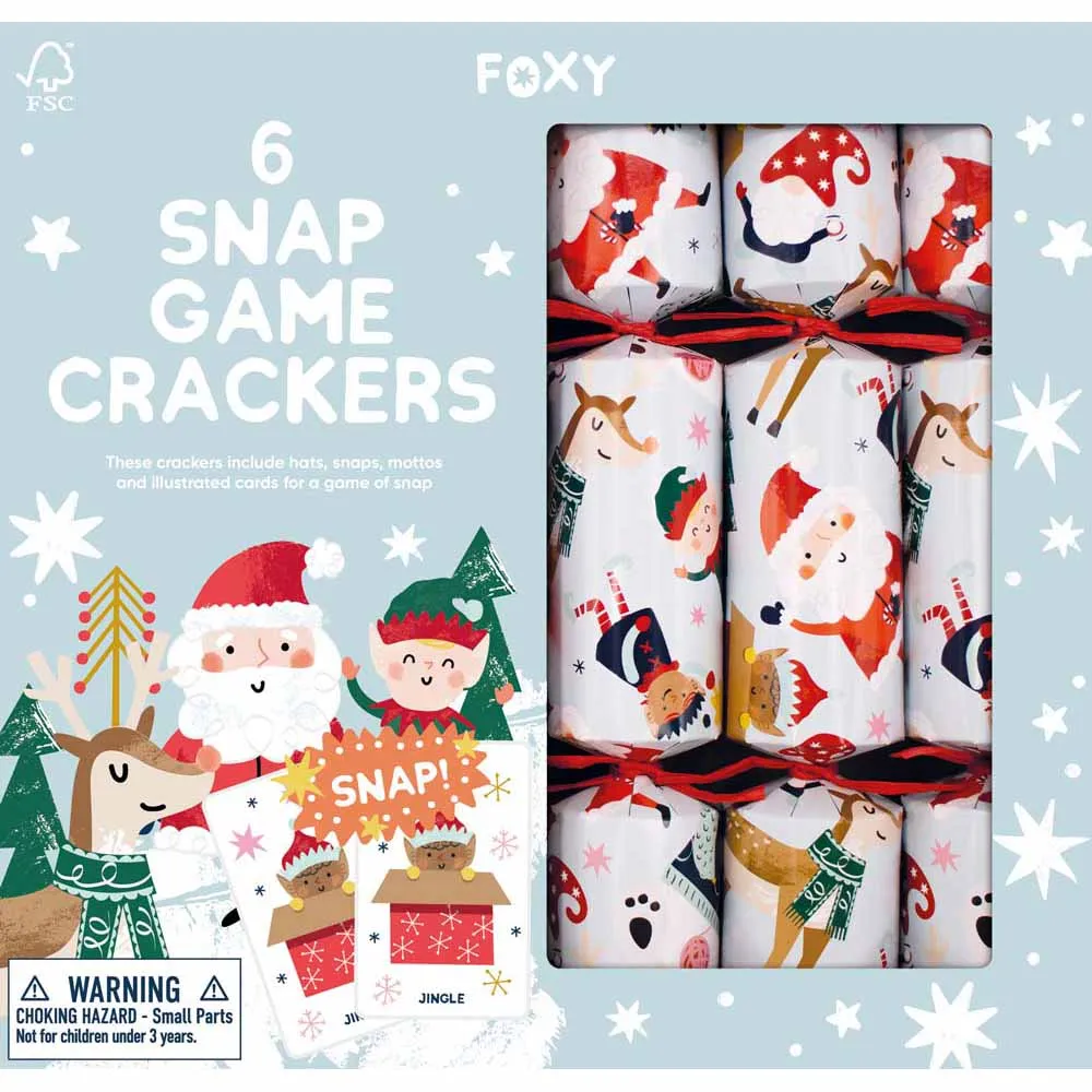 Festive Snap FSC Christmas Crackers & Game Box of 6