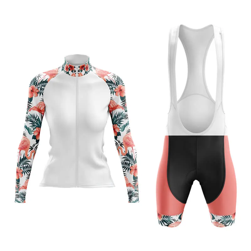 Flamingo Floral Sleeve Aero Cycling Kit (White)