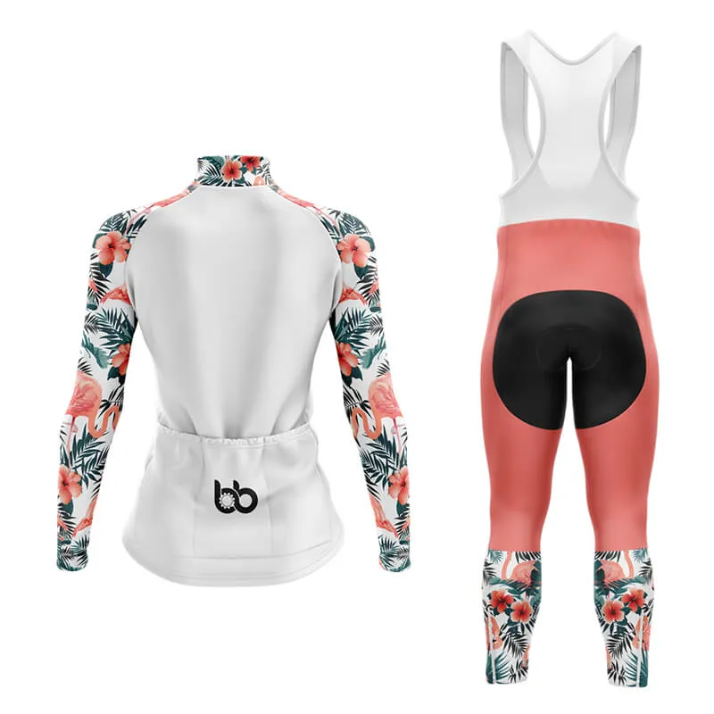 Flamingo Floral Sleeve Aero Cycling Kit (White)