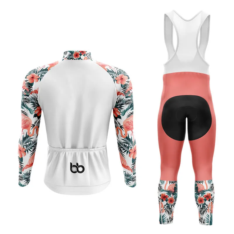 Flamingo Floral Sleeve Aero Cycling Kit (White)