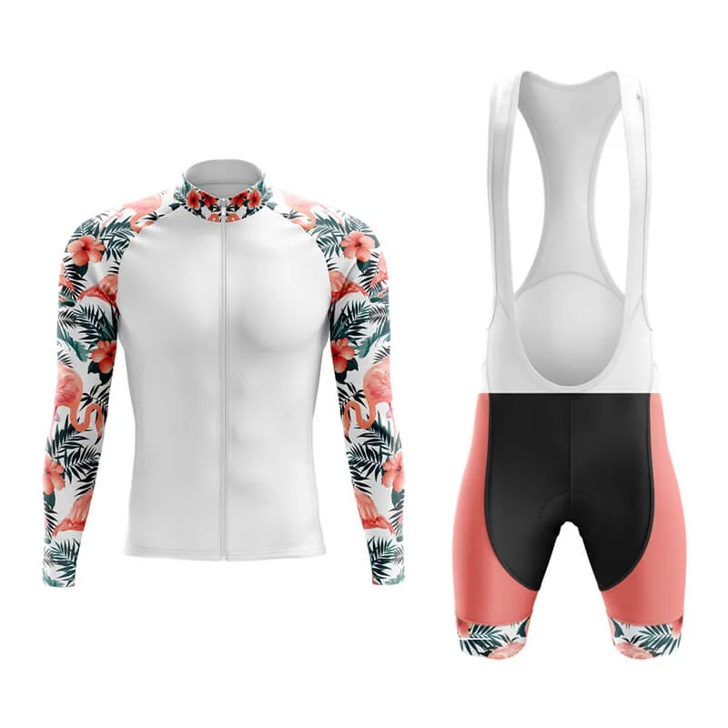 Flamingo Floral Sleeve Aero Cycling Kit (White)