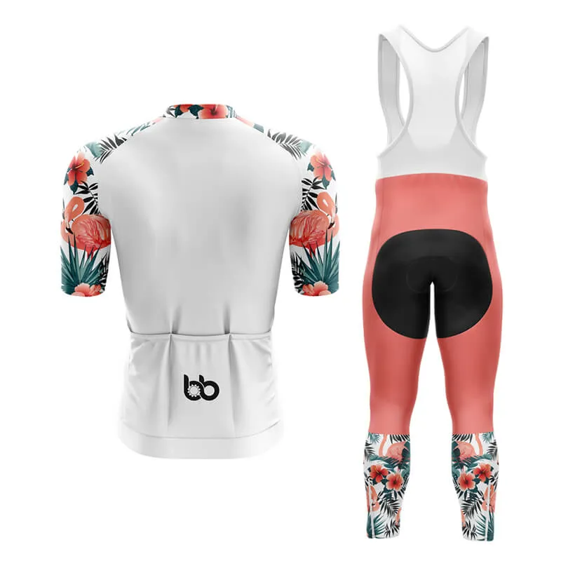 Flamingo Floral Sleeve Aero Cycling Kit (White)