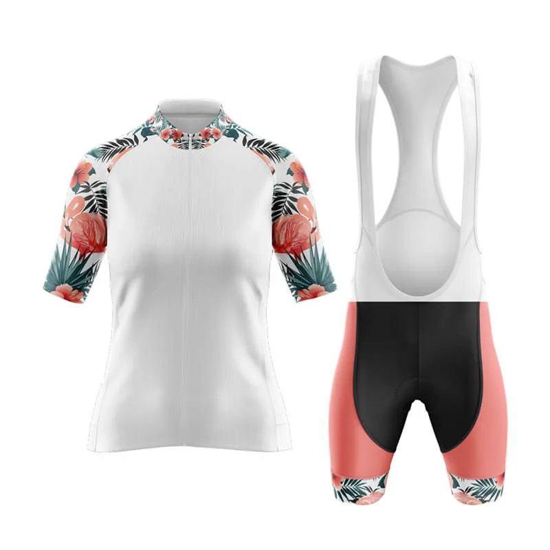 Flamingo Floral Sleeve Aero Cycling Kit (White)