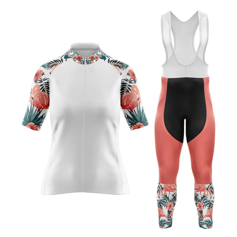 Flamingo Floral Sleeve Aero Cycling Kit (White)