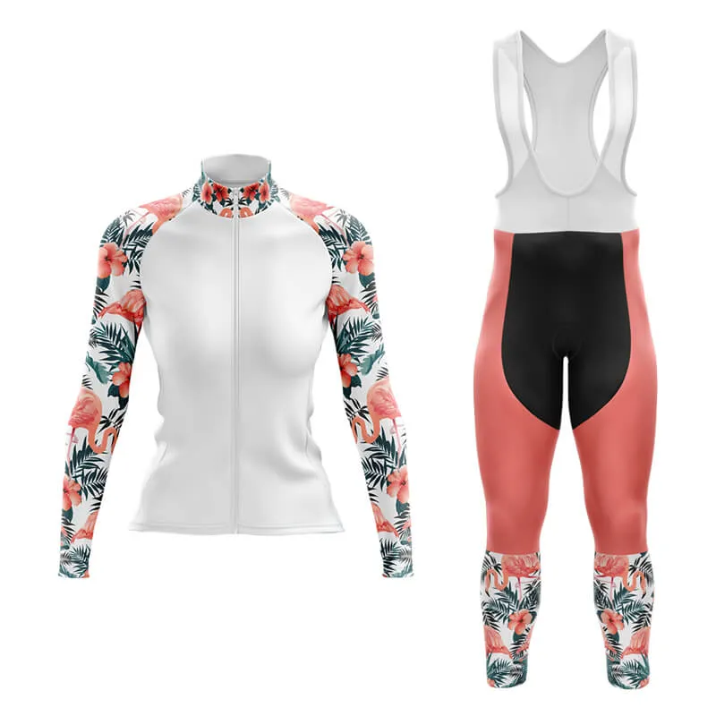 Flamingo Floral Sleeve Aero Cycling Kit (White)