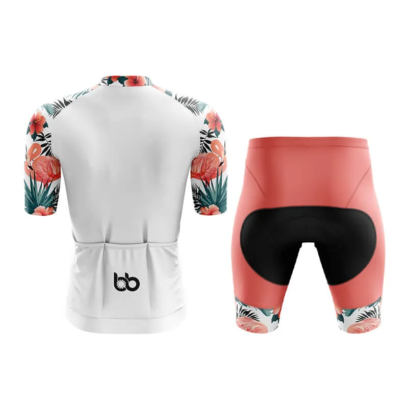 Flamingo Floral Sleeve Aero Cycling Kit (White)