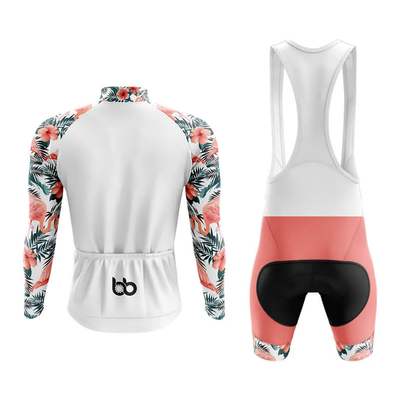 Flamingo Floral Sleeve Aero Cycling Kit (White)